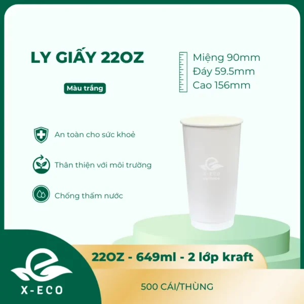Ly giấy 22OZ – 2 lớp Kraft