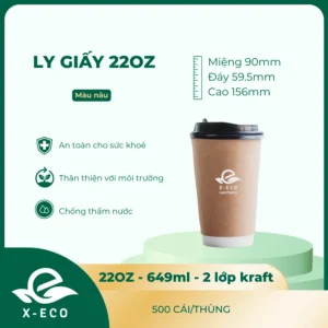 Ly giấy 22OZ – 2 lớp Kraft