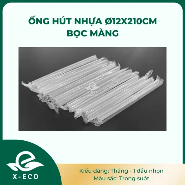 Ống hút nhựa thẳng 215cm – Bọc màng – Trong suốt (Sao chép)
