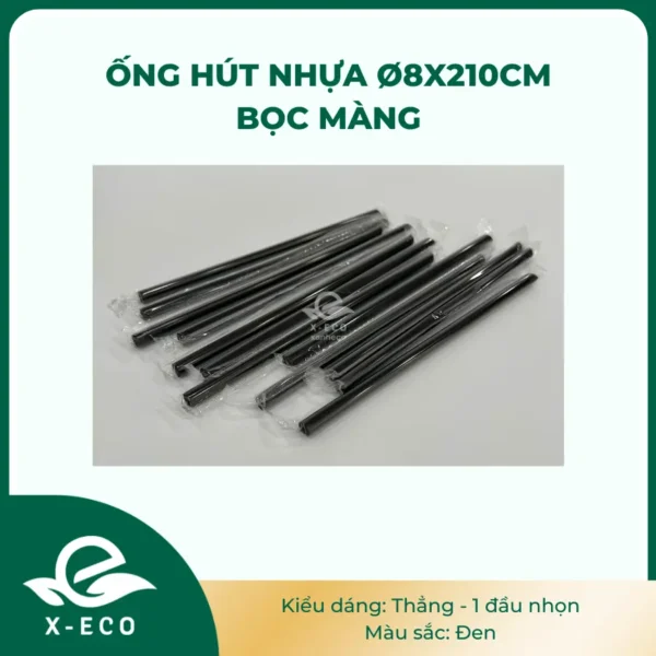 Ống hút nhựa thẳng 215cm – Bọc màng – Trong suốt (Sao chép)