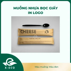 Muỗng nhựa bọc giấy in logo